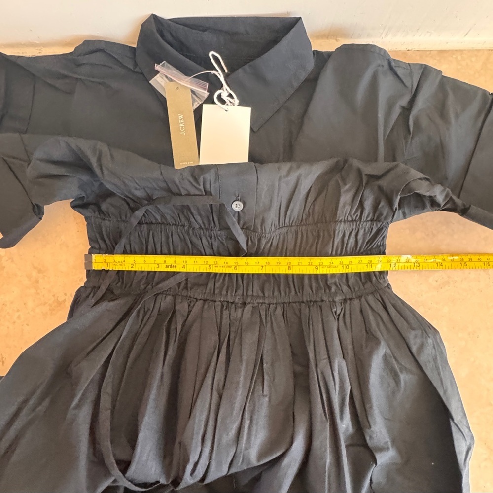 J Crew Elena Cotton Shirt Dress Midi Collared Short Sleeve Womens Size 00P Black - Picture 8 of 13